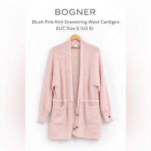 Bogner Blush Pink Knit Drawstring Waist Cardigan EUC Size S (US 6)
